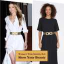 Glamorstar Women Wide Stretchy Belts Elastic Waist Belts for Dresses
