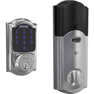 SCHLAGE BE469ZP CAM 625 Connect Smart Deadbolt With Alarm Inbuilt Camelot Trim In Bright Chrome