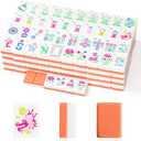American Mahjong Set  Monet Garden-Themed 160 Acrylic Tiles, Includes Dice & Instruction Manual, Elegant Portable Game, 1.25" Standard-Size