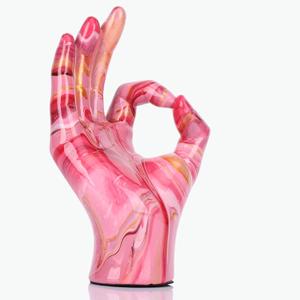 OEIPSMK OK hand gesture statue statue, blue finger gesture statue, blue home decor, modern decorations for shelf, office, dining table center, bedroom and room decor aesthetics