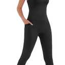 SUUKSESS Women 2 Piece Workout Sets Padded Tank Tops Tummy Control Leggings Gym Outfits (Black, L)