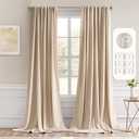MIULEE Back Tab Beige Curtains 102 Inch Long 2 Panels Set for Living Room Bedroom, Cream Rod Pocket/Pinch Pleated Light Blocking Thermal Insulated Room Darkening Floor to Ceiling Blackout Drapes, Cream Beige