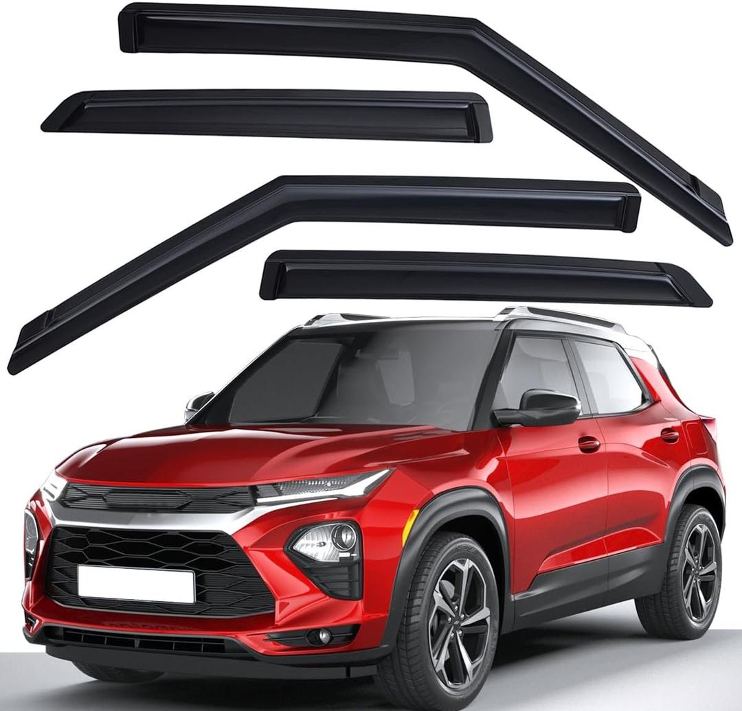 Lightronic Extra Durable Outside Mount Auto Vent Window Visor, Fits 2021-2025 Chevrolet Trailblazer, UV Protection Rain Guard, Original Wind Deflector, No-Drill Easy Install, Dark Smoke, 4-Pcs