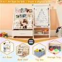 Faesun 4-in-1 Art Easel for Toddlers with Bookshelf and Toy Organizer, Kids Drawing Easel with Paper Roll & Magnetic Whiteboard, Birthday Gift for Ages 28, Boys & Girls