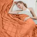 Weighted Blanket for Adults 15lbs, 48"x72" Twin Size Cooling Heavy Blanket for 120-160lbs with Premium Glass Beads, Soft Thick Big Blankets for All-Season Sleeping Comfort Breathable, Orange