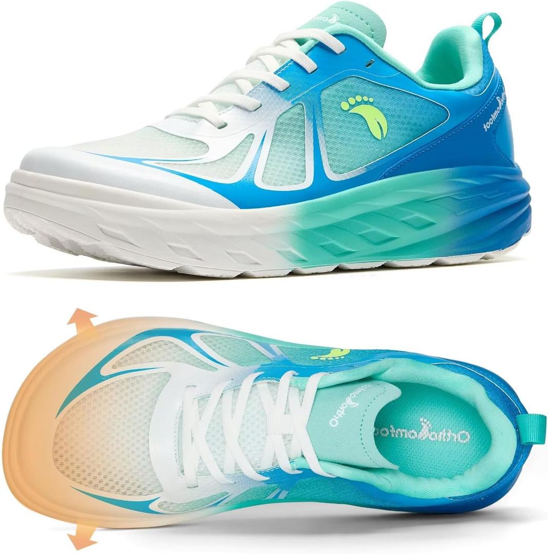 OrthoComfoot Men's Orthopedic Diabetic Wide Running Shoes: Comfortable Arch Support Sneakers for Plantar Fasciitis, Foot & Heel Pain Relief - Casual Work Walking Shoes (K3-azure Blue)