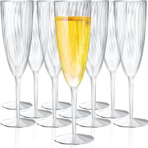 48 Pieces 6 Oz Plastic Champagne Flutes Hard Disposable Plastic Champagne Glasses Wedding Wine Glasses Mimosa Glasses for Drinking Toasting Home Daily Life