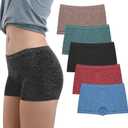 LALESTE Women's Boyshort Underwear Full Coverage Seamless Panties Soft Stretch Boxer Briefs 5 Packs (X-Large, B002)
