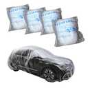 Hugwits 4 PCS Disposable Transparent Car Cover, 11.5ft x 19.7ft Plastic Rainproof & Waterproof Car Cover with Elastic Band, Dustproof Plastic Auto Covers Universal for Most Cars