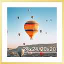 JCJMY 24x24 Picture Frame Gold with 20x20 Mat, Display Photo 20x20 with Mat or 24 x 24 Without Mat, Wall Hanging Large 24x24 Poster Frame with Shatter Resistant Plexiglass, Gold