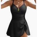 Blooming Jelly Womens Tummy Control One Piece Swimsuits Criss Cross Push Up Bathing Suits U-Wire Ruched Swim Dress 2026 L