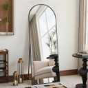 DMWOODFL 58"x18" Arched Full Length Mirror - Wall/Floor Mounted with Stand, Shatter-Proof Glass & Aluminum Frame, Large Body Mirror for Bedroom, Living Room, Entryway or Cloakroom, Black
