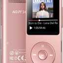 AGPTEK A02 MP3 Player with Bluetooth 5.3, 1.8 inch Screen Portable Music Player with Speaker, FM Radio, Voice Recorder, Supports Expanded Up to 128GB(Rose Gold, 64GB)