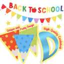 25 PCS Welcome Back to School Banner - Happy 9.78 Feet Pennant Sign Reusable Classroom Decoration with Vibrant Colors & Durable Material for First Day Kindergarten Preschool Party