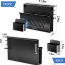 Litwaro Desk Side Storage, No Drill Laptop Holder with Magnetic Pen Holder, Clamp on Laptop Mount with Sticky Headphone Stand, Hanging Organizer for Office, Fits Flat Table Edge 0.4" to 2" (Black)