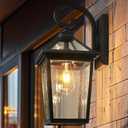 zeyu 18 Inch Outside Light Fixture, Exterior Wall Lighting Fixture for House Porch, Die-Cast Aluminum with Seeded Glass, Black Finish, ZX58MB BK (Large - 1 Pack)