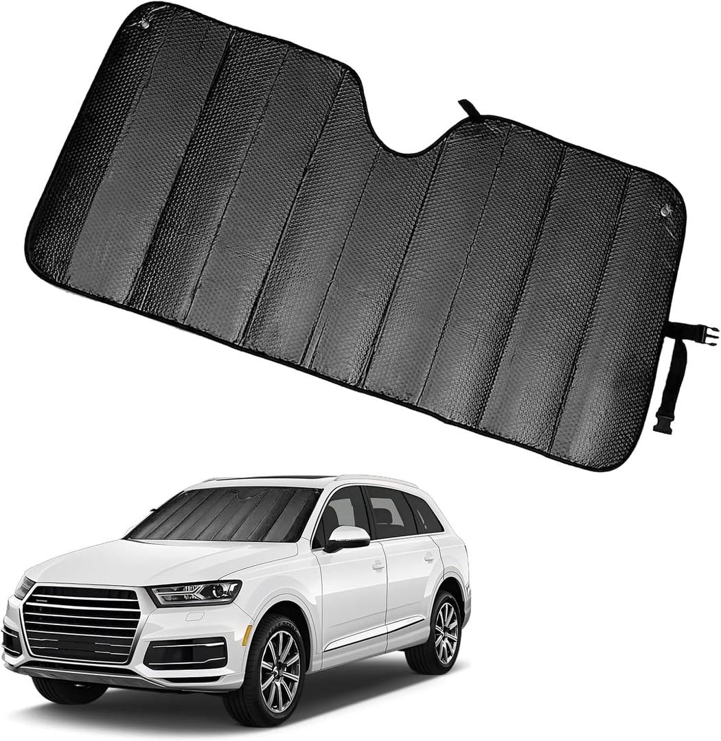 Car Window Shades, Front Window Sunshade Cover, Keep Vehicle Cool, Foldable Blocks Car Accessories (Black, 57x27In)