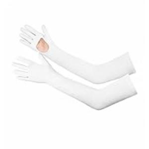 2 Pairs UV Protection Gloves Full Arm Sunblock Gloves with Ventilation Holes, Summer Sun Protection Gloves for Driving  (White)
