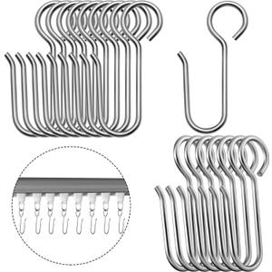 Jetec 120 Pieces Metal Curtain Track Hooks S Shaped Small Curtain Wire Hooks Stainless Steel Drapes Wire Hangers for Ceiling Drape Track