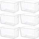 Vtopmart 6 PCS Clear Plastic Storage Bins, Pantry Organizer Containers with Handle for Refrigerator, Fridge, Cabinet, Kitchen, Countertops, Cupboard, Home Organization and Storage, XL