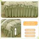 4pcs Duvet Cover Set Queen Size-100% Luxury Cotton Ultra Soft Ruffle bedding set includ 1 Duvet Cover with Zipper Ties,1 Fitted Sheet with Bed Skirt, 2 lace Pillow Shams for all season (light green)