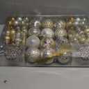 92ct Christmas Tree Decoration Set Christmas Ball Ornaments with Srtings Shatterproof Christmas Baubles for Christmas Holiday Wreath Garland Party Decoration, Gold-Silver
