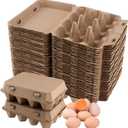 SEUNMUK 50 Pack 12 Cell Empty Egg Cartons,Brown Pulp Fiber Egg Tray Holder Stackable Egg Container holder with Lids for Storing Eggs