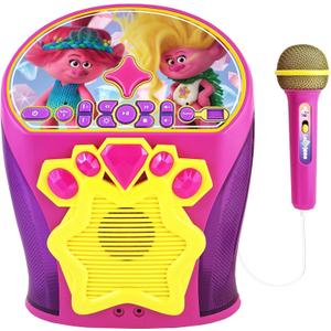 eKids Trolls Band Together Karaoke Machine, Bluetooth Speaker with Microphone for Kids, Speaker with USB Port to Play Music, Easily Access Trolls Music with New EZ Link Feature