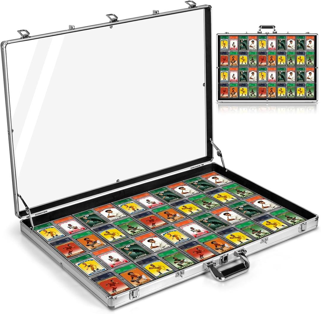 Card Display Case, Cards Show Display Cases with Clear Acrylic, Trading Card Display Box with Handle, Graded Cards Display Boxes, Collectible Card Showcase for Sports Card, TCG, MTG