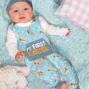 MIGU Easter Outfit Baby Boy Girl Outfit My First Easter Outfit Long-Sleeved Onesie 3-Piece Set Romper (6-9 Months, Blue)