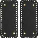 PATIKIL 7.9 x 3.5inch Leather Bag Bottom, 2 Pcs PU Leather Bag Bases Purse Making Knitting Rectangle Crochet Bottom Shaper Pad with Holes Durable for Crochet DIY Handbag Tote, Black