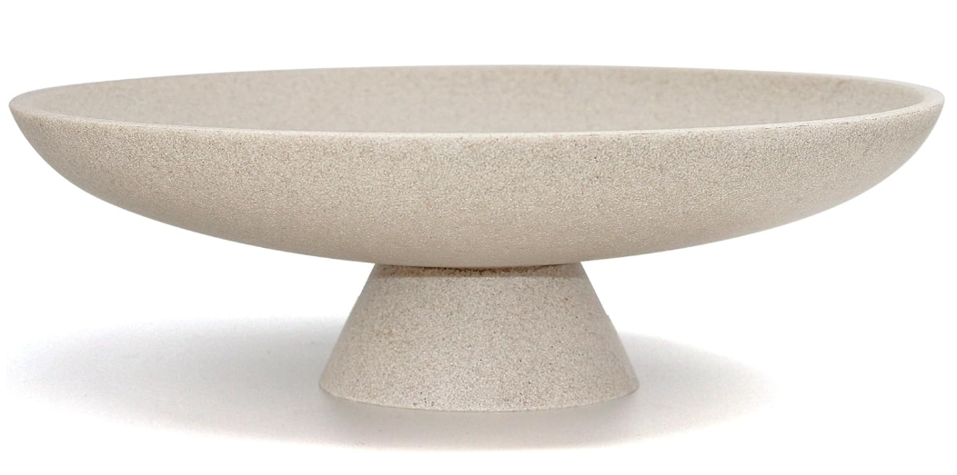 Large Decorative Bowl, Modern Resin Pedestal Bowl for Home Decor, Stylish Fruit Bowl for Kitchen Counter, Chic Key Holder for Entry Table, Beige