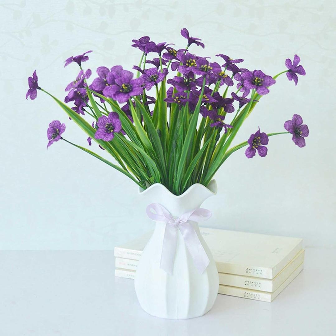 11 Bundles Artificial Violet Flowers for Outdoors, Mother's Day Fake Flowers Artificial Silk Flowers, Mother's Day Plastic Plants Gift for Indoor Outdoor Front Porch Hanging Planter Decoration