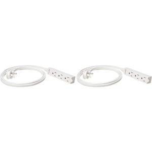 Amazon Basics 3-Prong Indoor Rectangle Extension Cord Power Strip, Flat Plug, Space-Saving, Grounded, 13 Amps, 1625 Watts, 125 VAC, 6 ft, White, 2-Pack