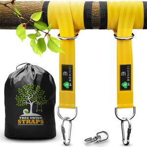 Safe Tree Swing Hanging Kit (Set of 2) - 20ft Long Straps with Two Alloy Carabiners and 2200 Lbs Breaking Strength - Easy & Fast Installation for All Types of Swings and Children