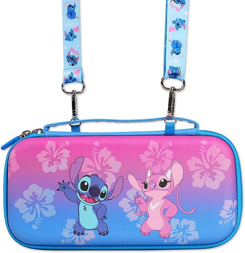 PERFECTSIGHT Cute Carrying Case Compatible with Nintendo Switch Lite OLED Console, Kawaii Hard Shell Travel Carry Case with 10 Game Card Slots,a Wrist Strap, Portable Protective Storage Bag
