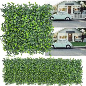 Artificial Grass Wall Backdrop,10"x 10"(8P) UV-Anti Boxwood Faux Green Panels for Interior Wall, Greenery Wall,Garden and Indoor Outdoor Plant Decor