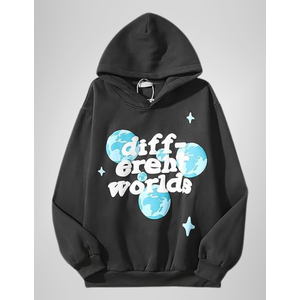 Hoodie, Black, Different Worlds, Size L