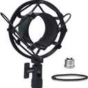Universal Microphone Shock Mount, Mic Clip Holder for 47-53mm Mics, Anti-Vibration, High Isolation (Black)