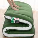 Japanese Floor Mattress, 4" Japanese Futon Mattress, Foldable & Portable Shiki Futon (shikibuton), Roll Up Thicken Sleeping Tatami Mat Sleeping Pad for Camping (Green, 39 x 80) (Twin(39"x80"))