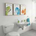 3Pcs Dinosaur Nursery Canvas Wall Art Funny Cute Dinosaur Bathroom Painting Pictures Wall Decor Posters Prints Artwork for Toilet Lavatory Home Decoration Unframed