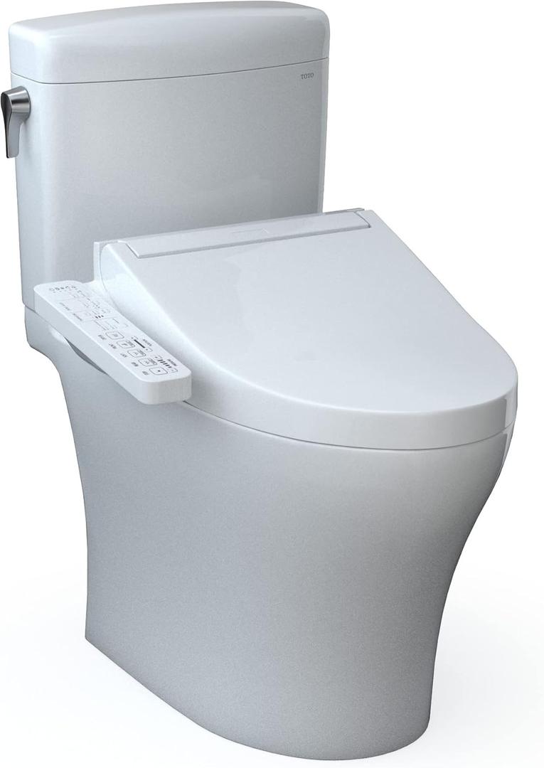Aquia IV Cube 2-Piece 1.28 GPF Dual Flush Elongated ADA Comfort Height Toilet in Cotton White, C2 Washlet Seat Included