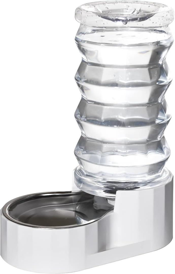 Sfozstra Automatic Pet Waterer, 8L Gravity Stainless Steel Water Dispenser,100% BPA-Free, Large Capacity Water Feeder for Cats and Small and Medium-Sized Dogs (White)