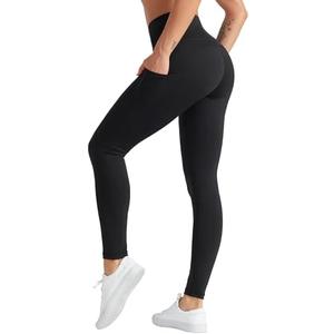 THE GYM PEOPLE Women's High Waist Yoga Pants Soft Tummy Control Athletic Workout Leggings with Deep Pockets L