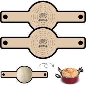 Silicone Bread Sling for Dutch Oven, Non-Stick & Easy to Clean Bread Baking Mat Set, 2 Pcs Reusable Bread Sling with Long Handle to Transfer Sourdough (Black, 2PCS Round)