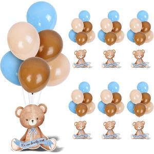 6 Set Blue Bear Baby Shower Table Centerpiece Decorations With Balloon Stand Kit For Bear Theme Boy Girl Gender Reveal Birthday Party Favor Supplies We Can Bearly Wait Photo Props