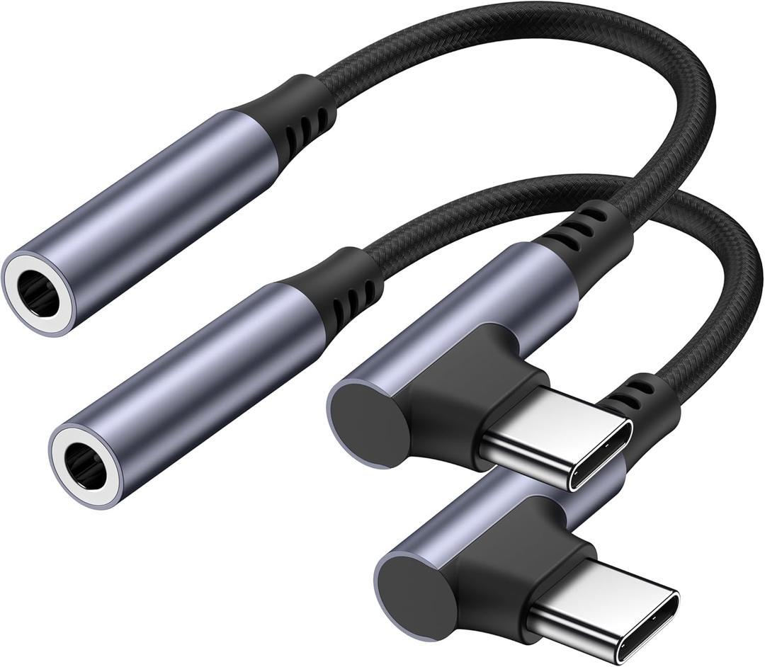 Vanjua USB C to 3.5mm Headphone Jack Adapter, Type-C to 3.5mm Aux Audio Dongle Cable Cord Compatible with iPhone 17/17 Pro Max/16/16e/15, Samsung Galaxy S25/S24/S23, Google Pixel 10/9/8 (Black+Black)