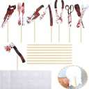 6 x Ephlyn 32Pcs DIY Halloween Knife Cupcake Toppers Halloween Cake Decorations For Party Zombie Theme Party Decoration Supplies
