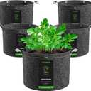 VIVOSUN 5-Pack 25 Gallon Grow Bags, 500G Thick Nonwoven Fabric Pots with Strap Handles, Multi-Purpose Rings, for Low Stress Plant Training Fruits, Vegetables, and Flowers