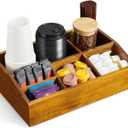 Acacia Wood Coffee Station Organizer for Countertop, Coffee Bar Accessories and Organizer, Pod Holder Storage Basket for K Cup Sugar Tea Bag